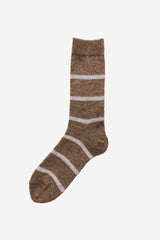 Mohair Wool Border Socks Beige