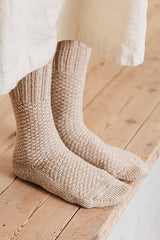 Wool and Cotton Boot Socks, Beach Stone