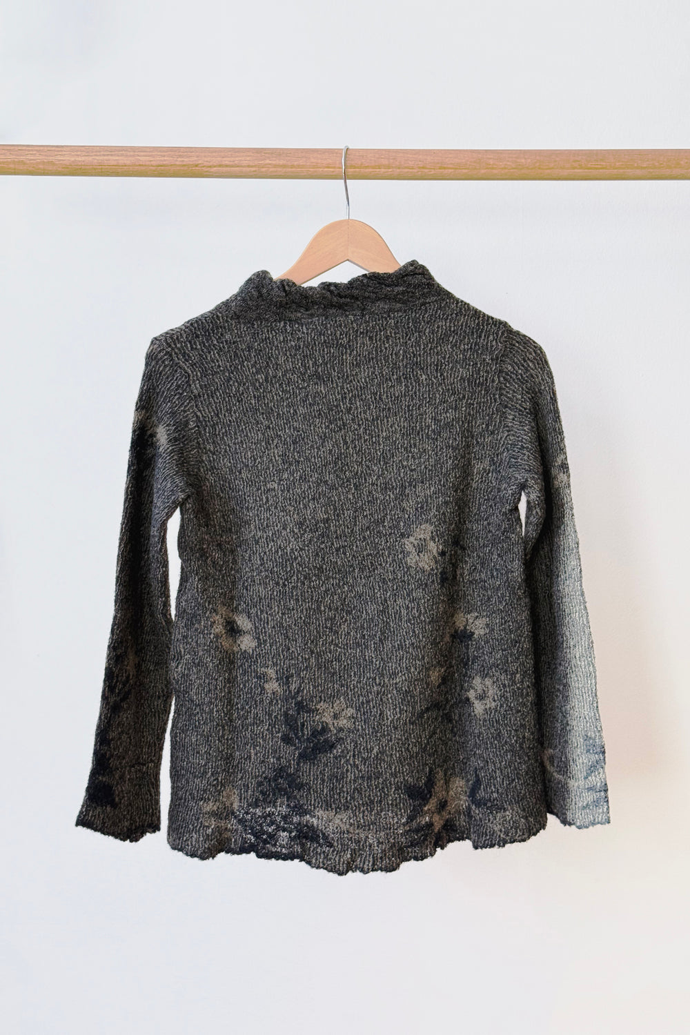 Wool Sweater Floral Charcoal