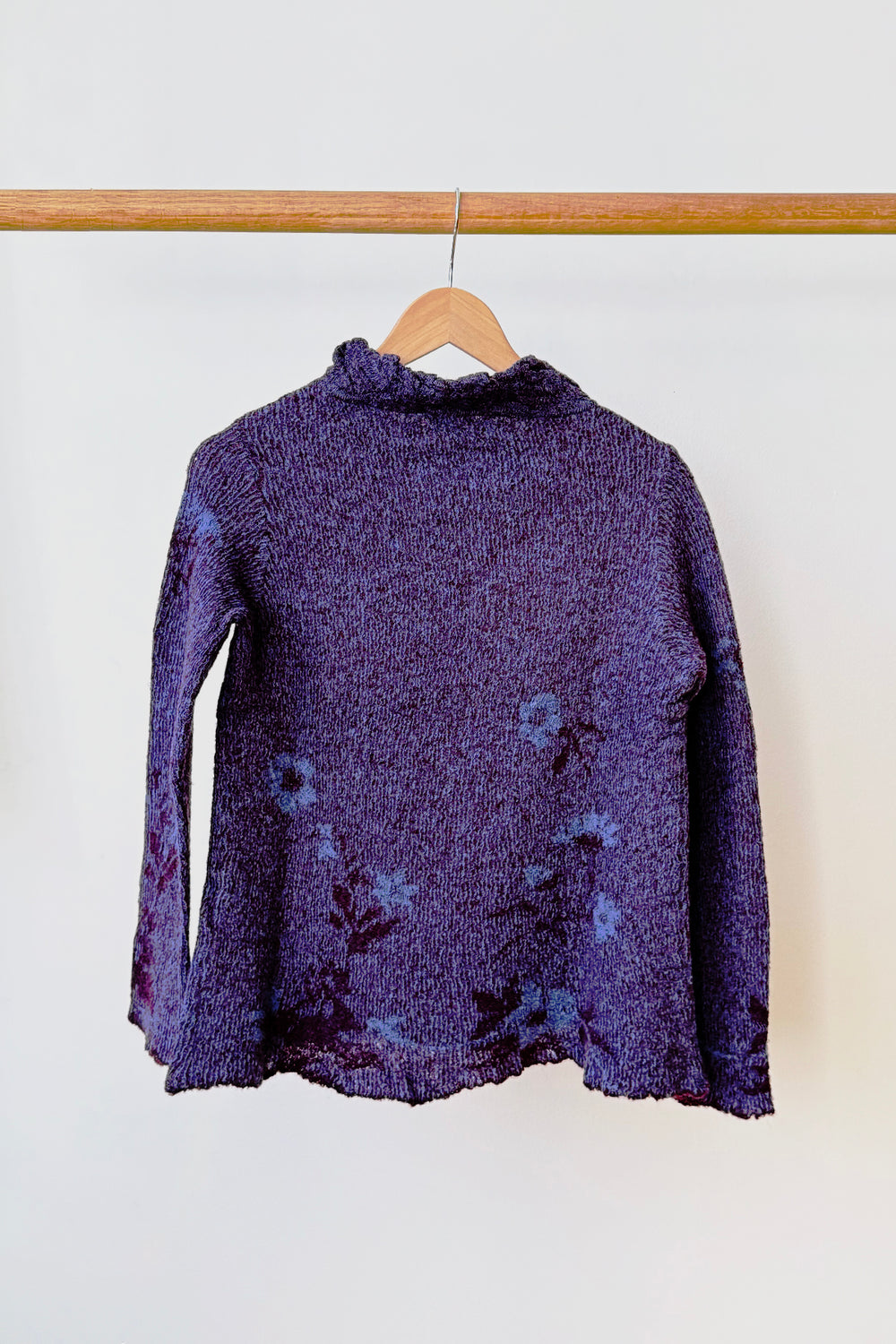 Wool Sweater Floral Navy