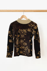 Wool Sweater Floral Pattern Grey