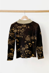 Wool Sweater Floral Pattern Grey