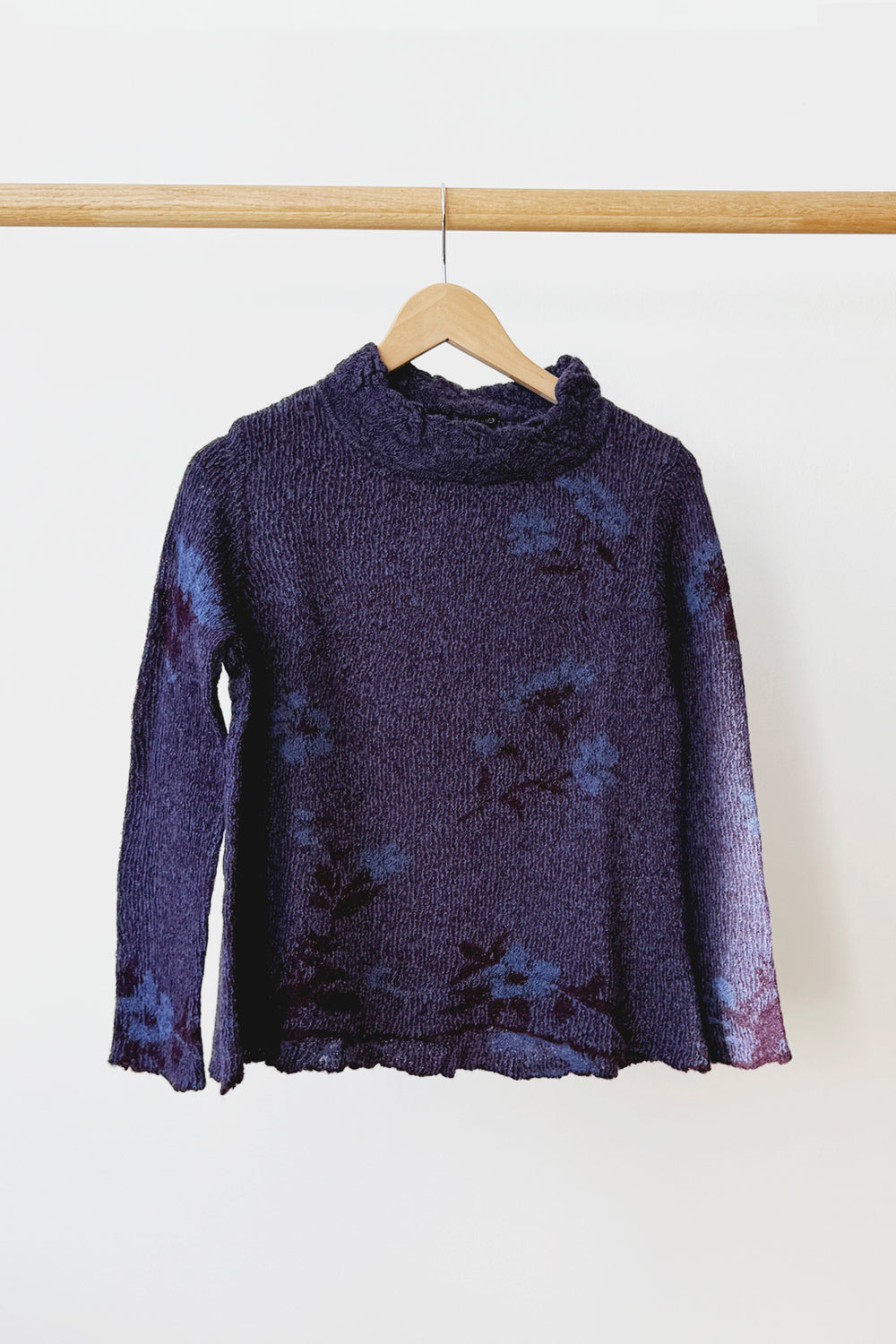 Wool Sweater Floral Navy