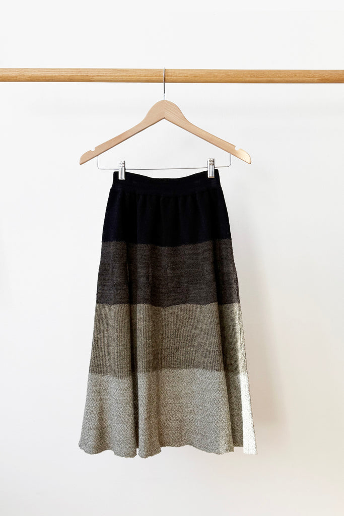 Knit Skirt Stripes Grey