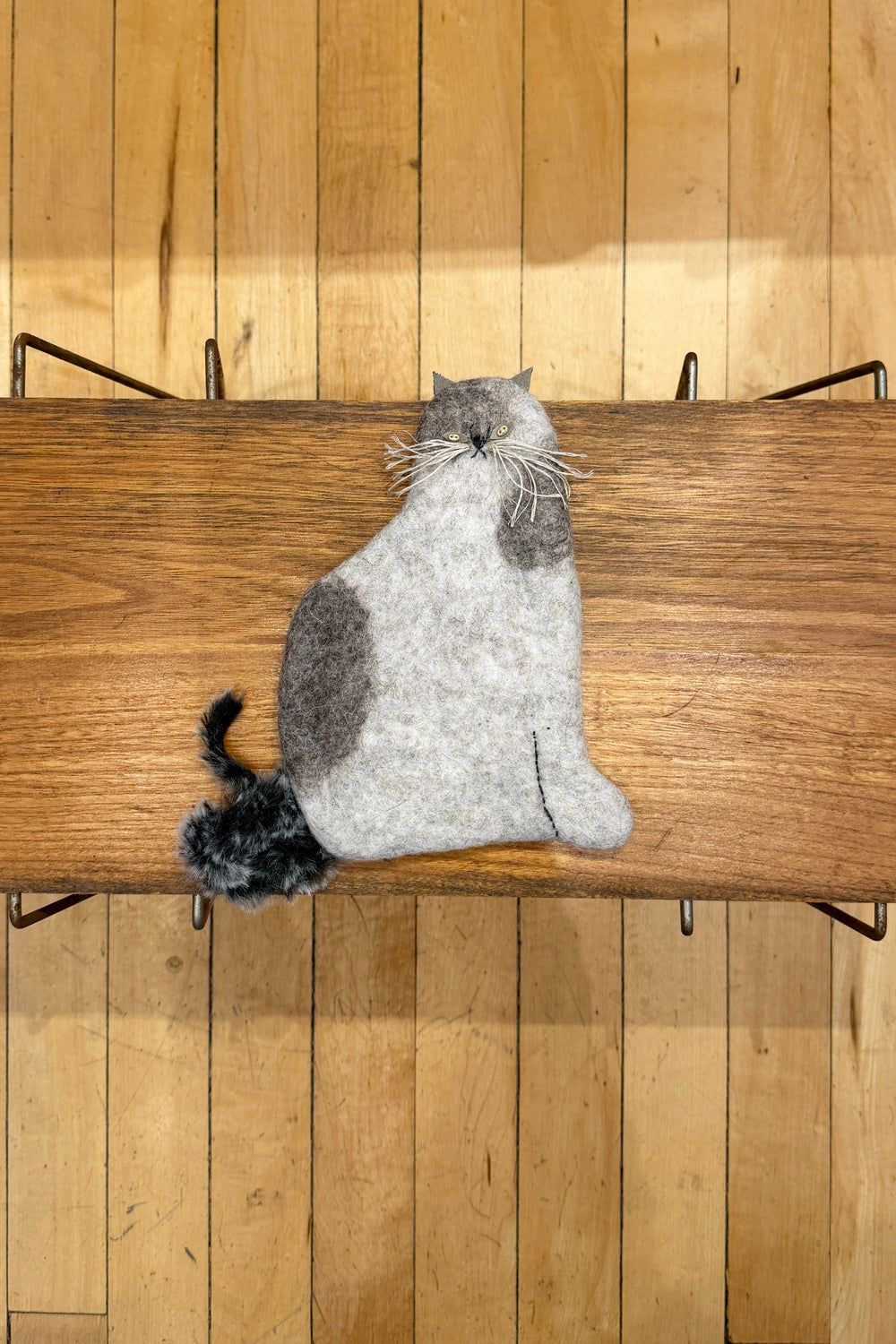 Felt Cat Pocket with Furry Tail