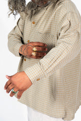 Dobby Check Oversized Shirt Beige, Unisex