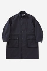 Woven Indigo Nylon Satin Field Coat