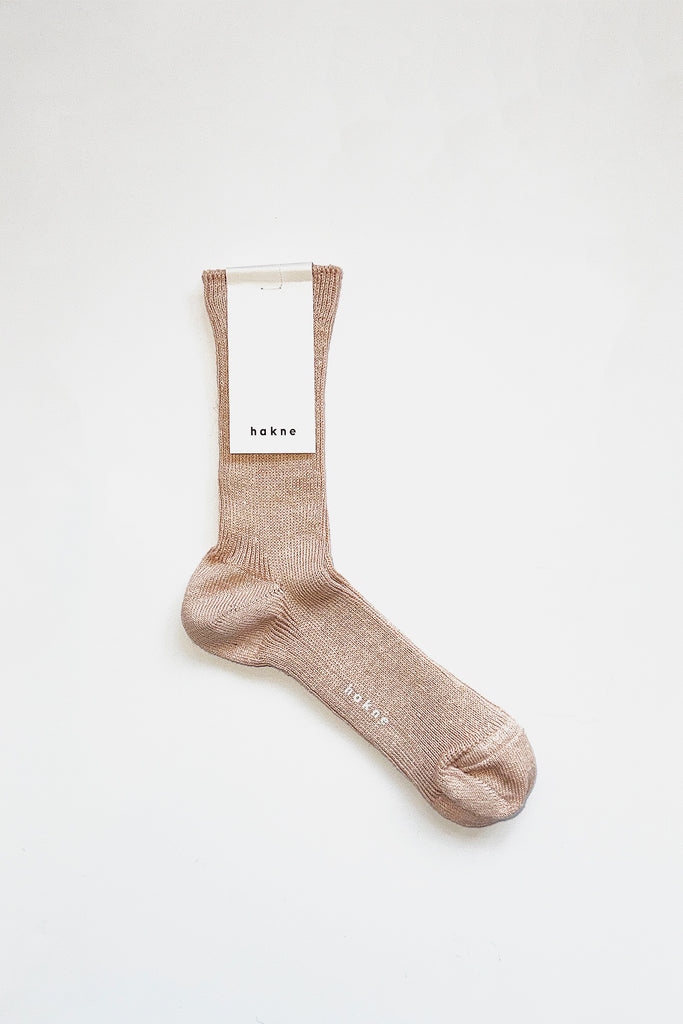 Linen Ribbed Socks Coral