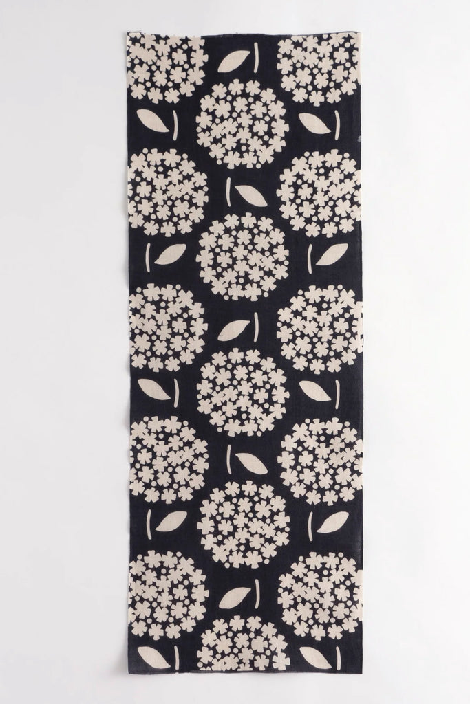 Flower Grey Tenugui Dark
