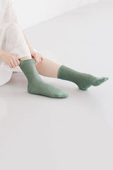 Linen Ribbed Socks Malachite