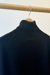 Wool Whole Garment Turtleneck Sweater Black