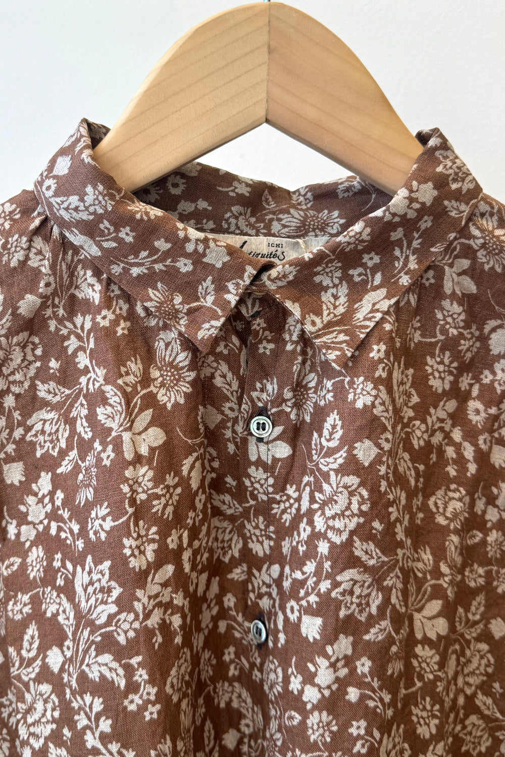 Linen Flower Shirt Brown