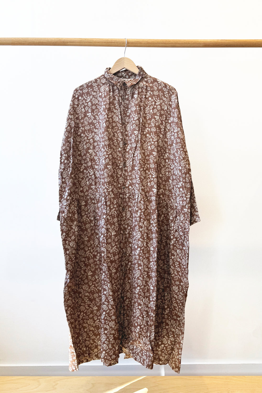 Linen Flower Dress Brown