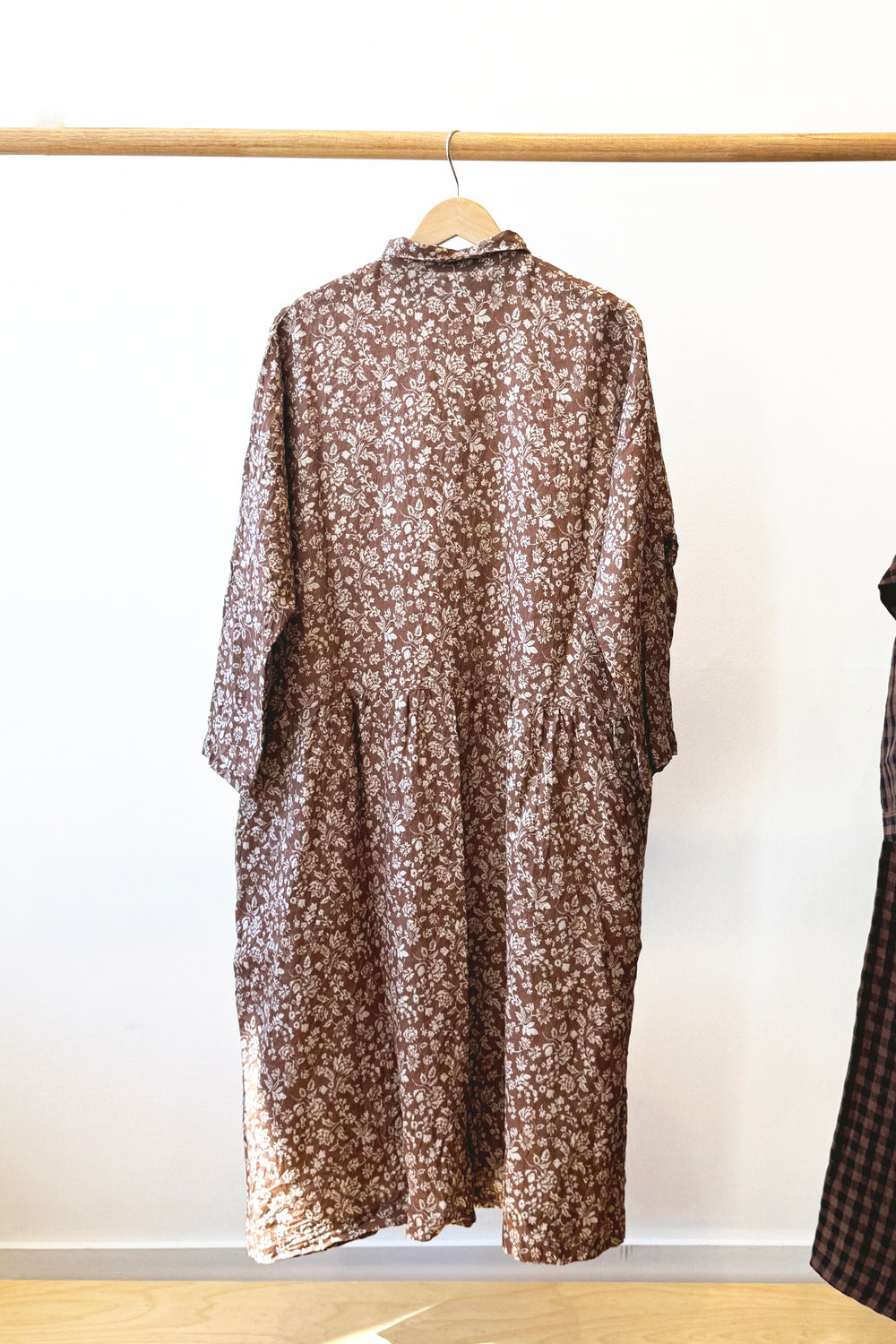 Linen Flower Dress Brown