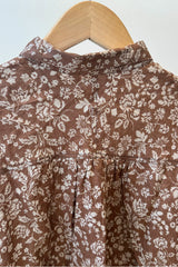 Linen Flower Dress Brown