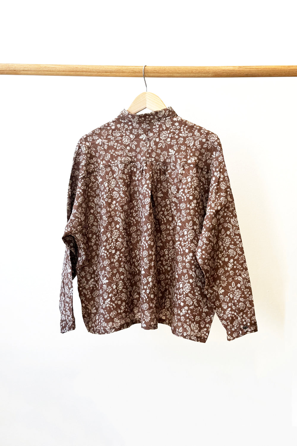 Linen Flower Shirt Brown