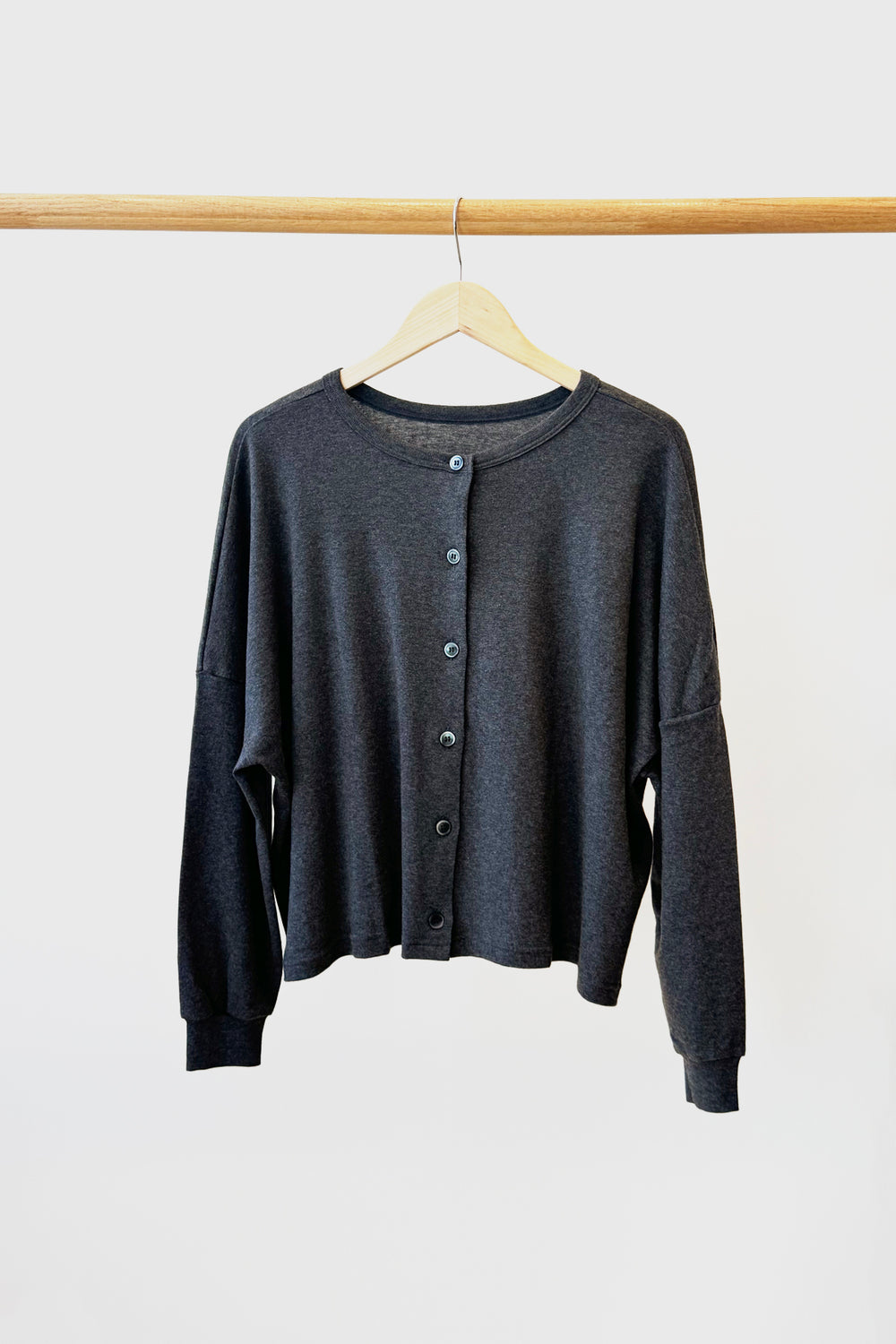 2 Way Cardigan Yak Wool/Cotton, Charcoal