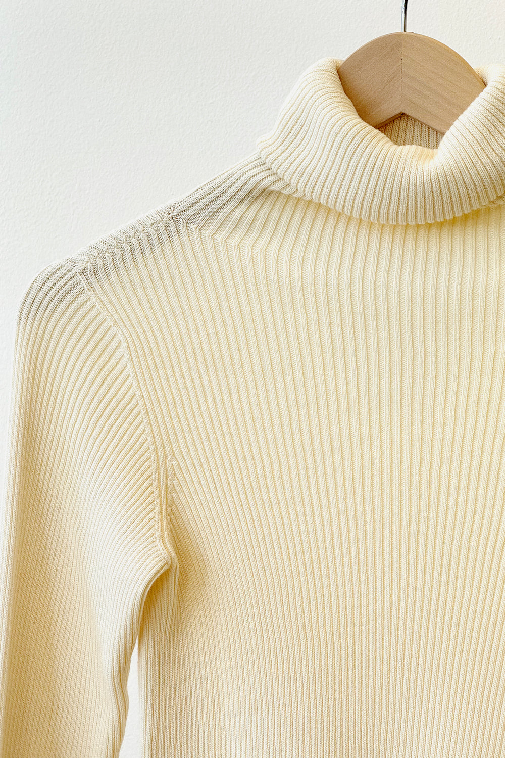 Ribbed Cotton Turtleneck Sweater Natural