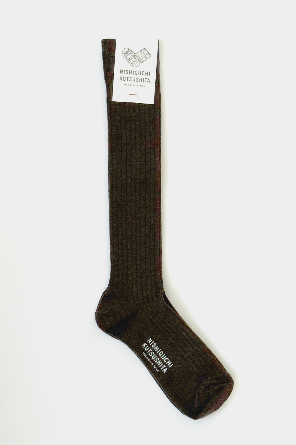 Merino Wool Ribbed Knee Socks Chocolate