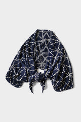 Fulling Wool Scarf SASHIKO Navy