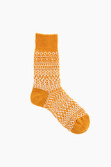Wool Jacquard Socks, Lantern Orange