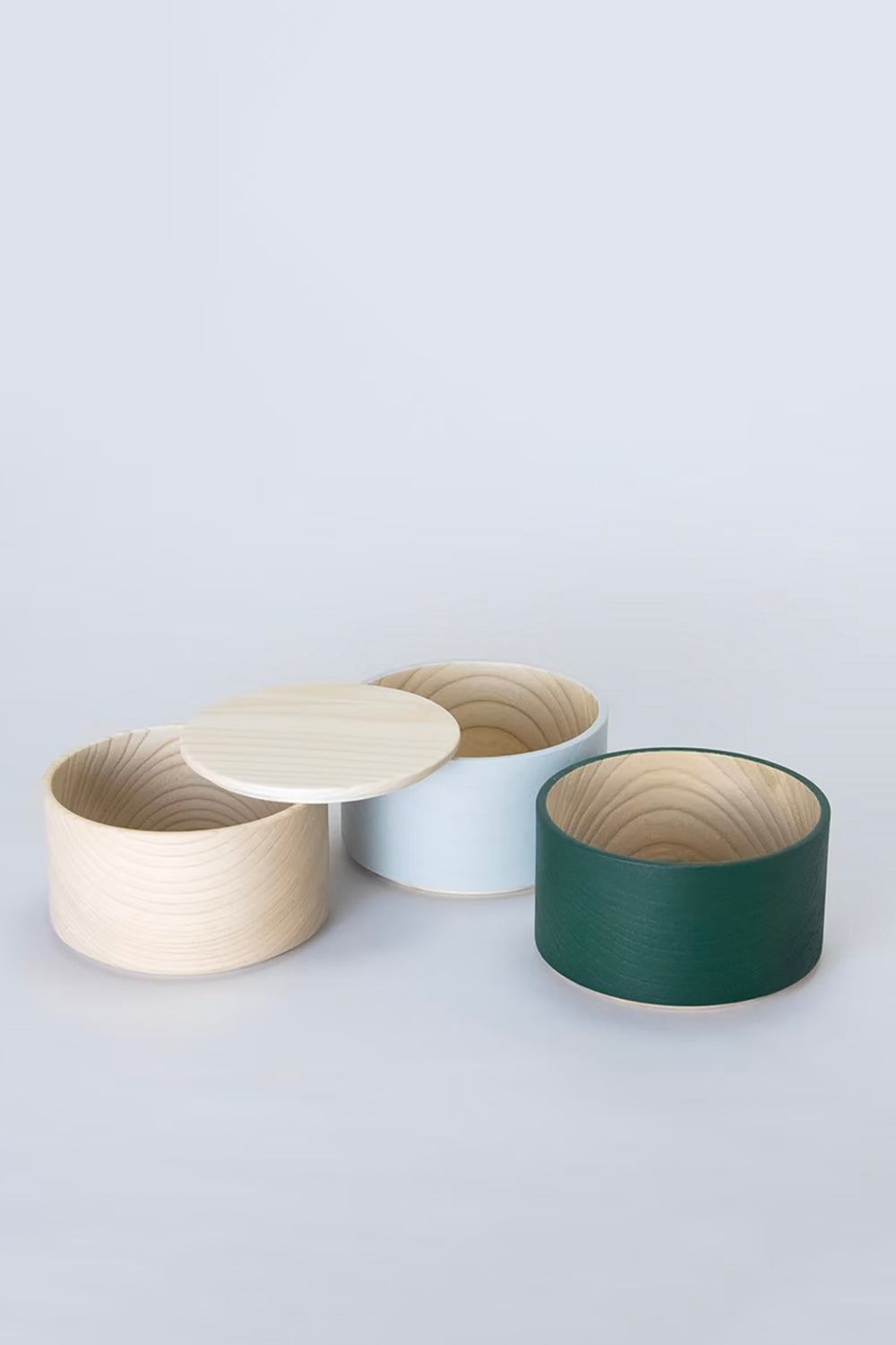 Border 3-Tier Containers, Natural, Light Grey and Smoke Green