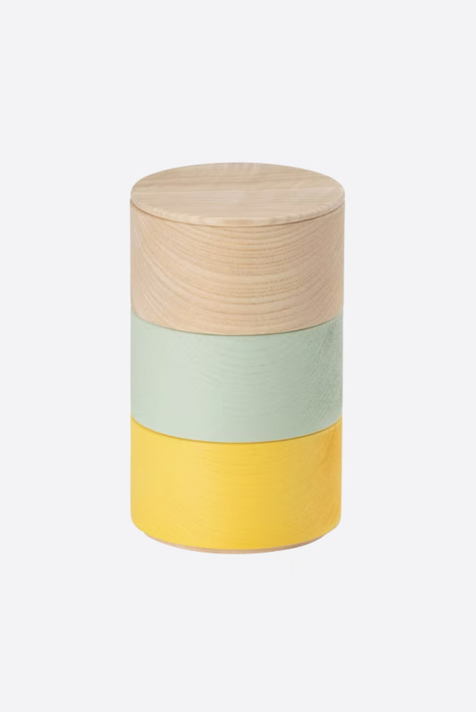 Left Border Color Container Design Border 3-Tier Containers, Natural, Mint and Yellow – Moth