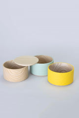 Border 3-Tier Containers, Natural, Mint and Yellow