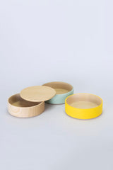 Border 3-Tier Containers, Natural, Mint and Yellow