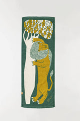 Repentant Solitary Lion / Dark Green Tenugui Towel