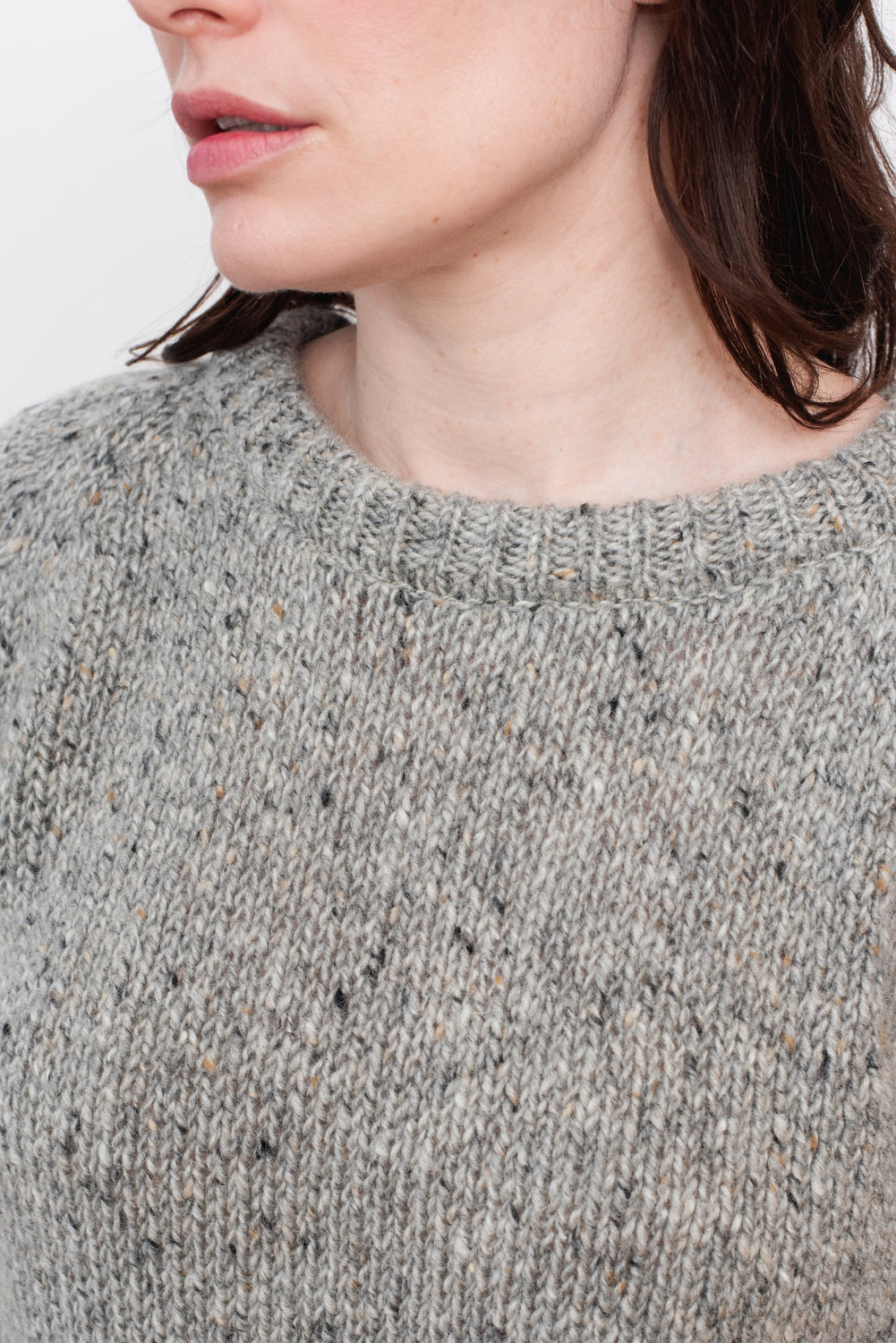 Mohair Tweed Raglan Sweater Gray