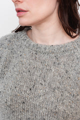 Mohair Tweed Raglan Sweater Gray