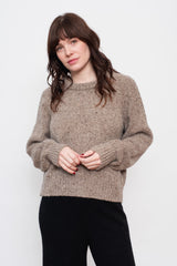 Mohair Tweed Raglan Sweater Natural