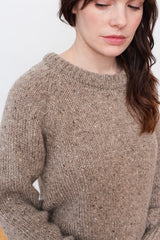 Mohair Tweed Raglan Sweater Natural