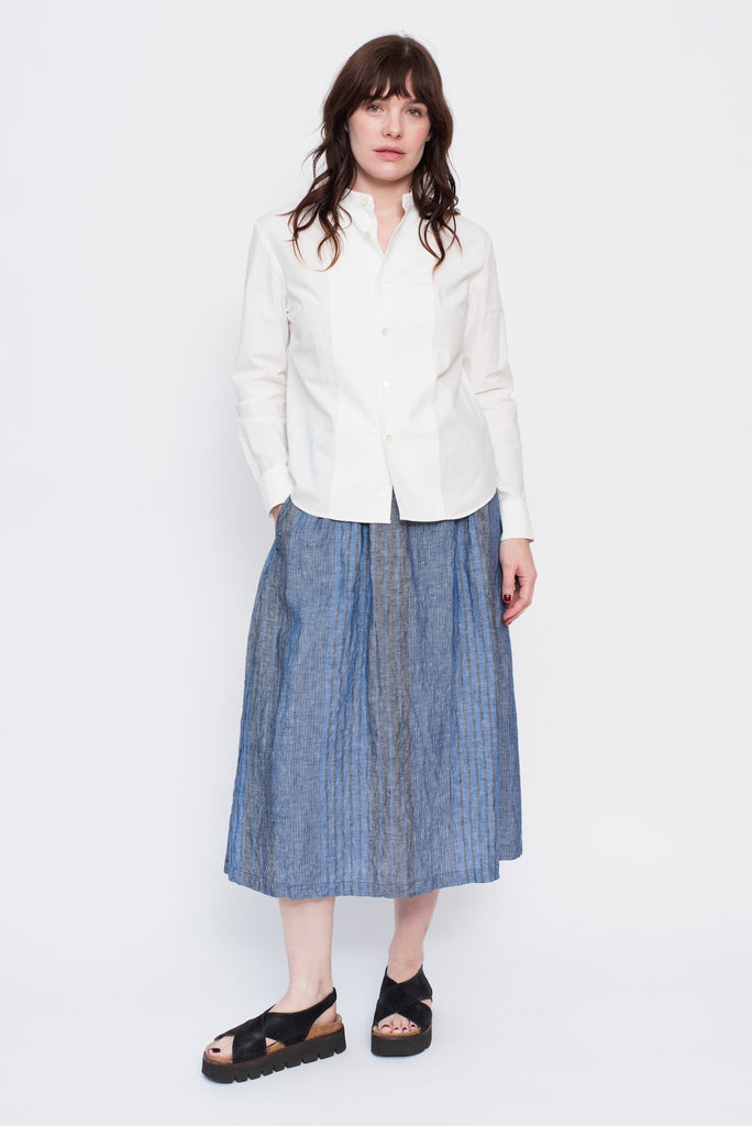 Blue Stripe Linen Skirt