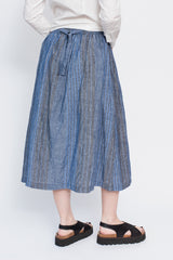 Blue Stripe Linen Skirt