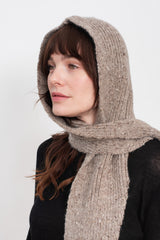 Mohair Tweed Hood Shawl Natural