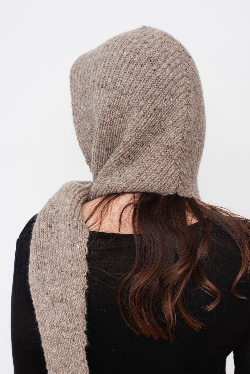 Mohair Tweed Hood Shawl Natural