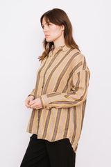 Linen Stripe Shirt Mustard