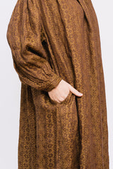AZTECA JACQUARD Woven Linen Dress Camel