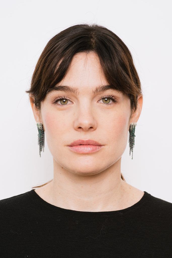 Oxidized Silver Earrings with Emeralds XEG