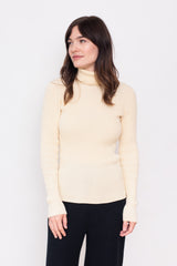 Ribbed Cotton Turtleneck Sweater Natural