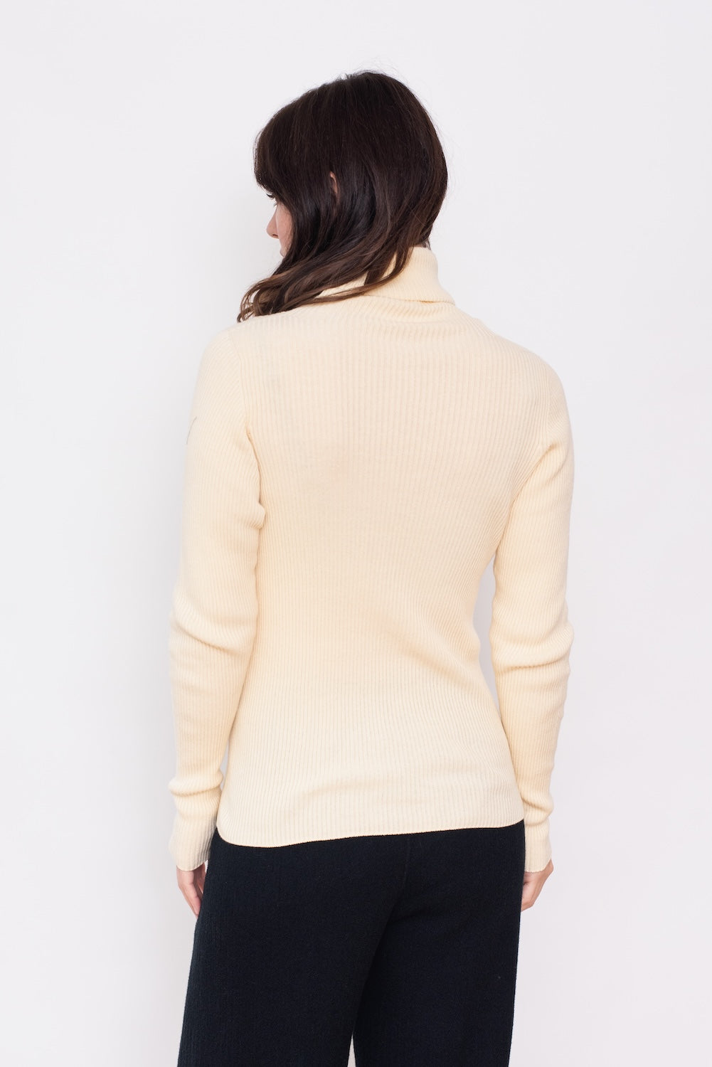 Ribbed Cotton Turtleneck Sweater Natural