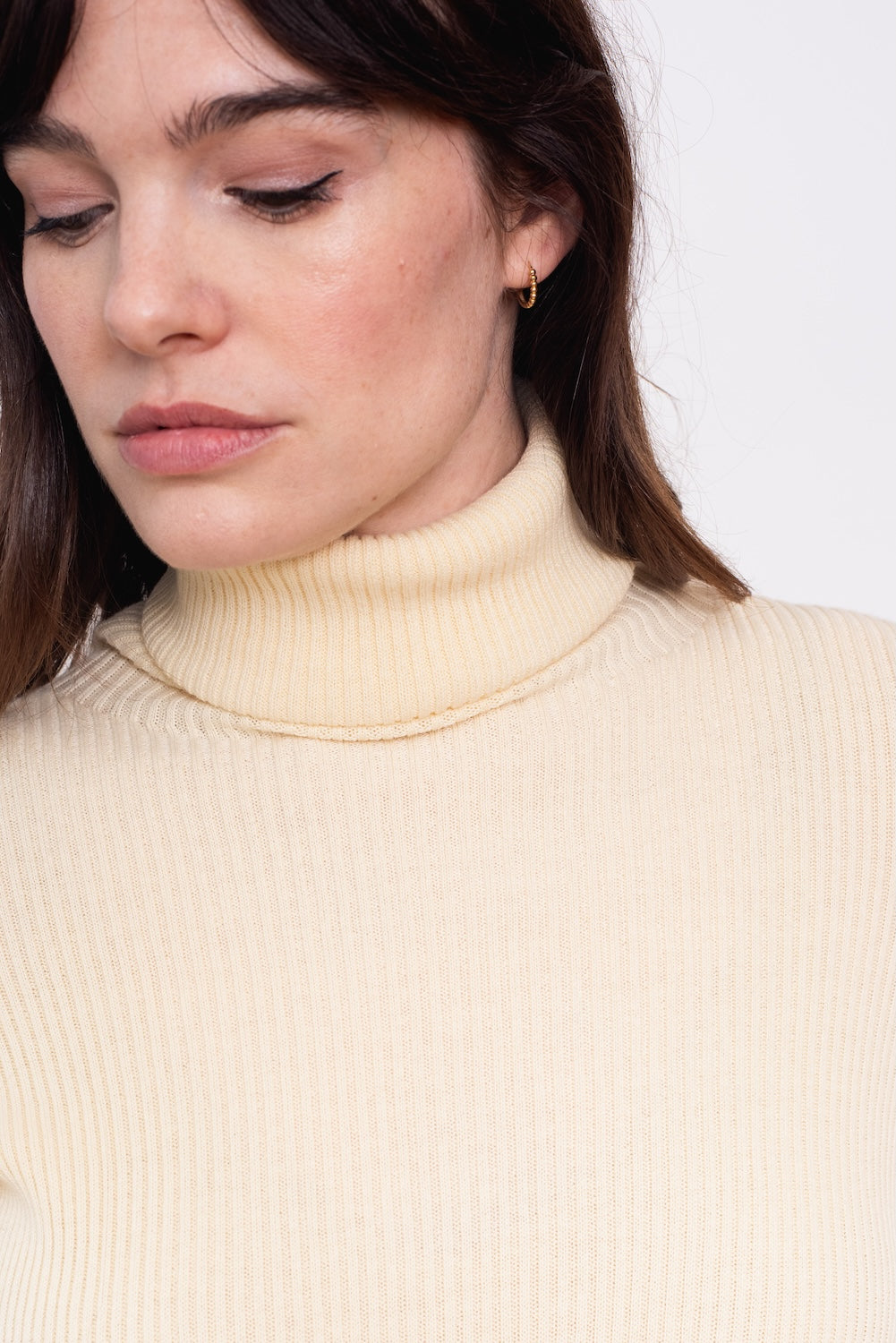 Ribbed Cotton Turtleneck Sweater Natural