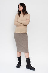 Merino Bubble Wool Pencil Skirt, Elephant Melange