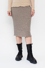 Merino Bubble Wool Pencil Skirt, Elephant Melange