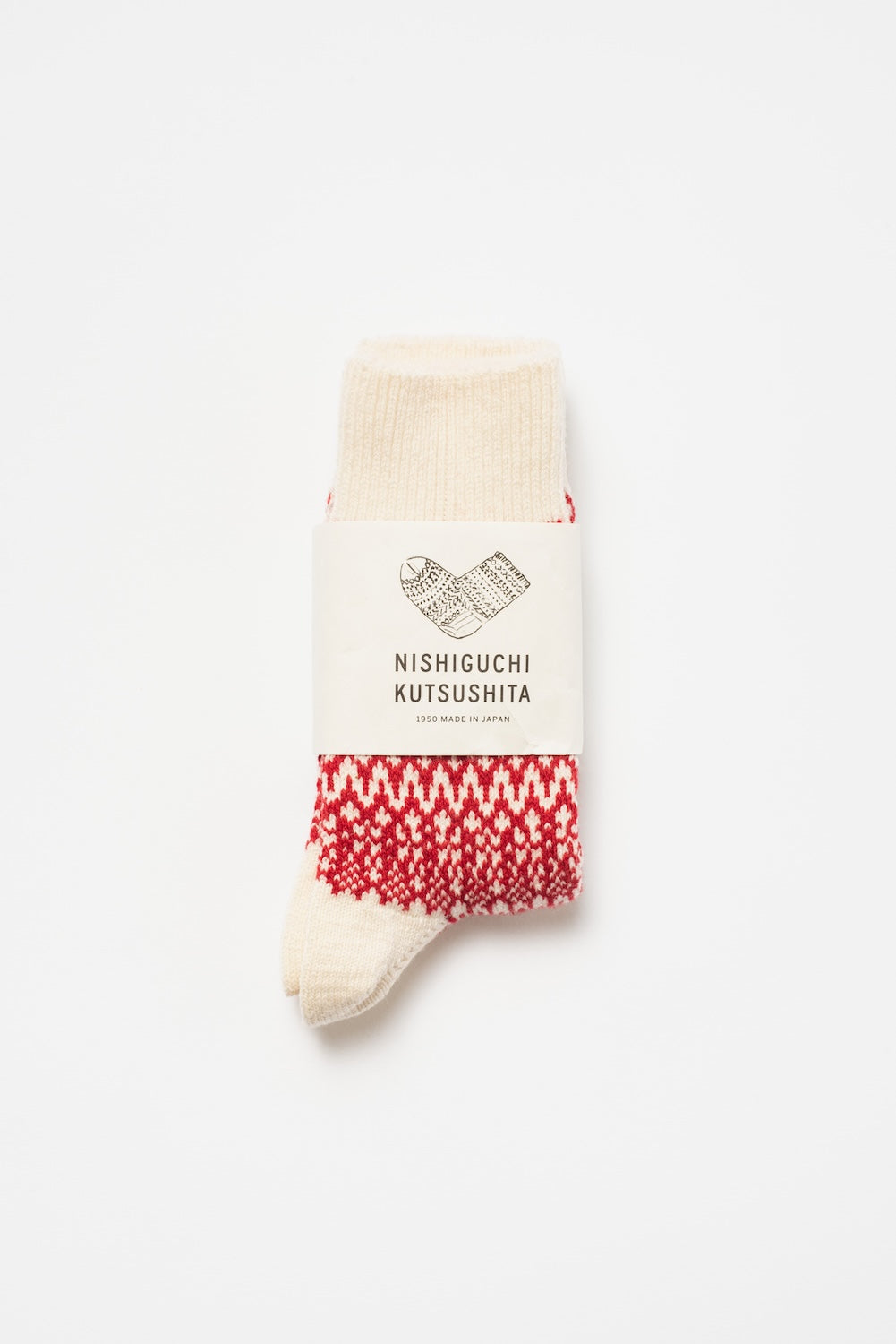 Wool Jacquard Socks, Red