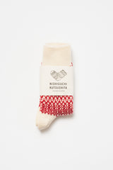 Wool Jacquard Socks, Red