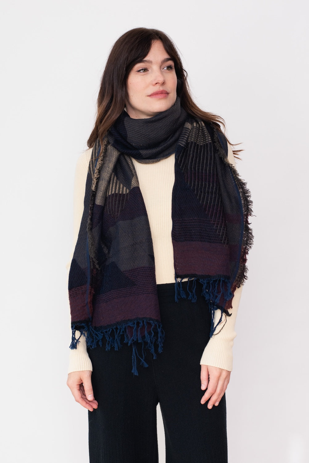 Jacquard Shawl MIDDLE 10 Wool/Cotton Mix