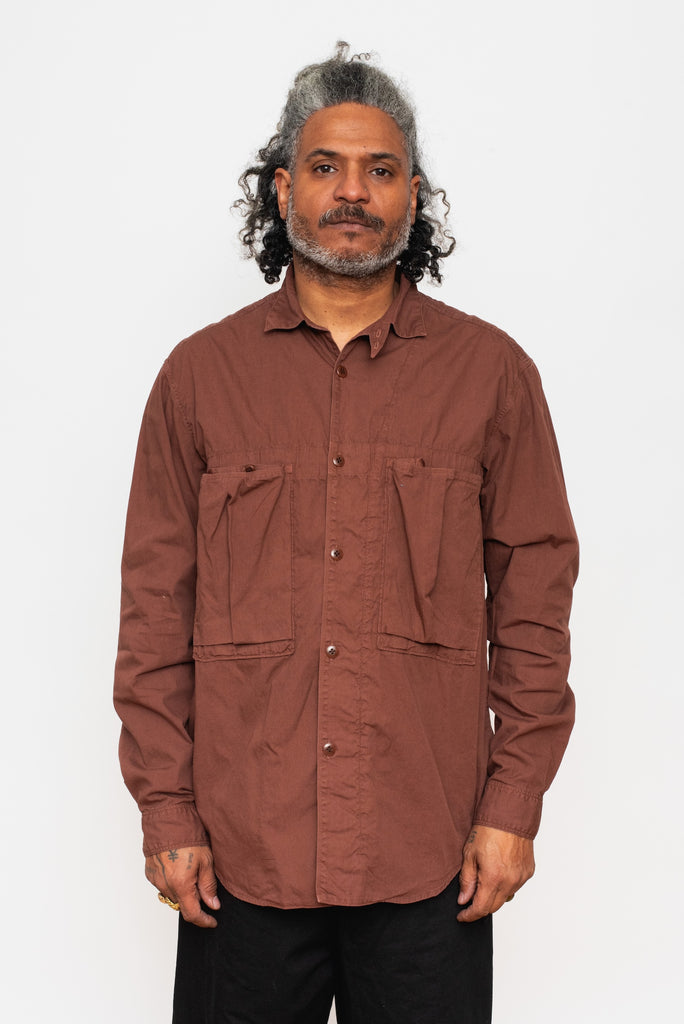 Broad Cloth Anorak Shirt Brown